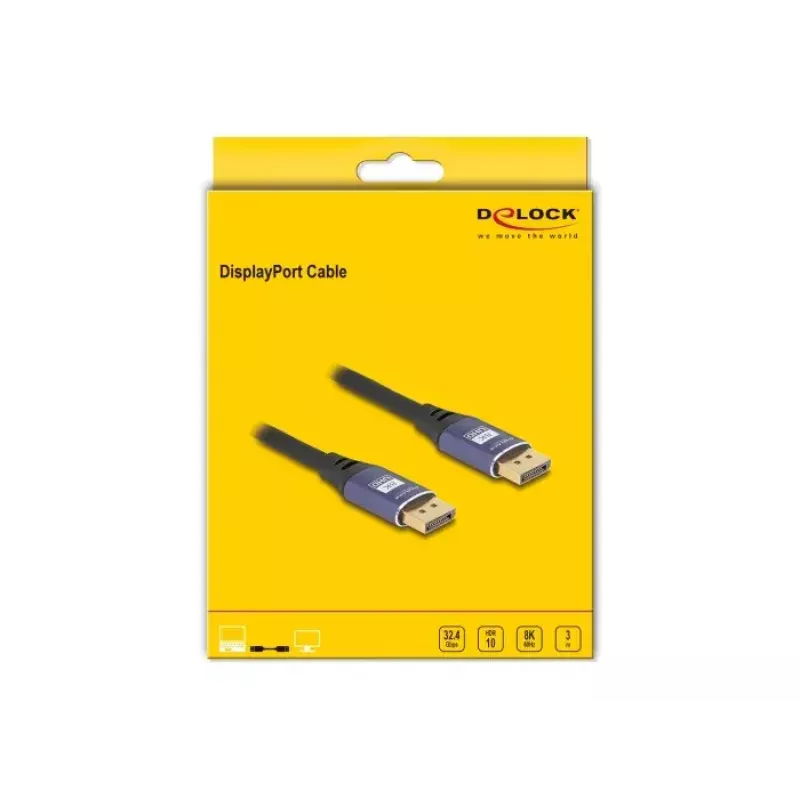 DeLOCK DisplayPort laidas 8K 60 Hz 3 m violetinis metalas