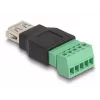 DeLOCK USB 2.0 Type-A lizdas į gnybtų bloko adapterį 2 dalių juoda žalia