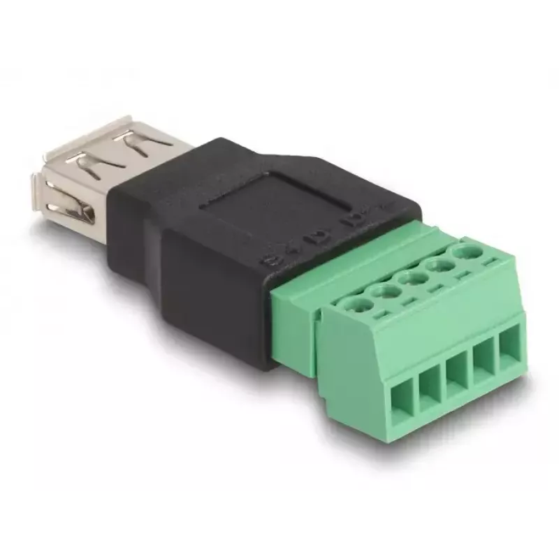 DeLOCK USB 2.0 Type-A lizdas į gnybtų bloko adapterį 2 dalių juoda žalia