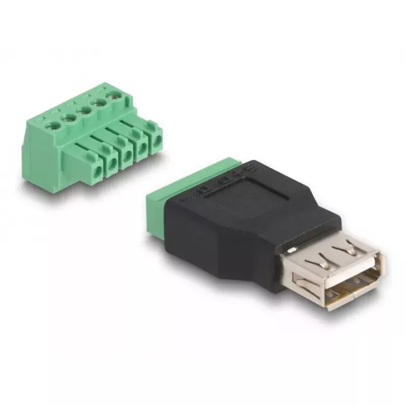 DeLOCK USB 2.0 Type-A lizdas į gnybtų bloko adapterį 2 dalių juoda žalia