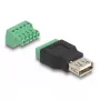 DeLOCK USB 2.0 Type-A lizdas į gnybtų bloko adapterį 2 dalių juoda žalia