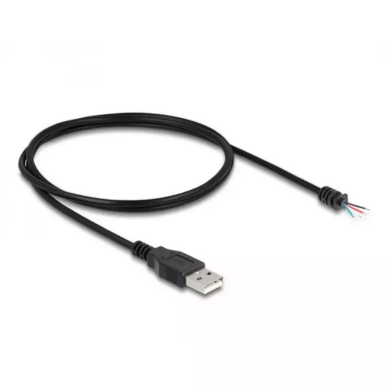 DeLOCK USB 2.0 Type-A kištukas prie 4 atvirų laidų 1 m juodas