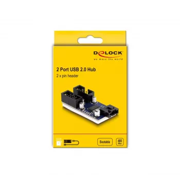 DeLOCK USB 2.0 pin header male Hub 2 Port Mėlyna Juoda