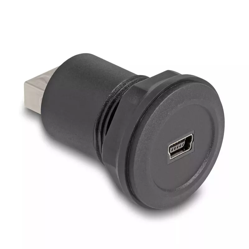 DeLOCK USB 2.0 Type Mini-B to USB 2.0 Type-A įmontuota jungtis juoda