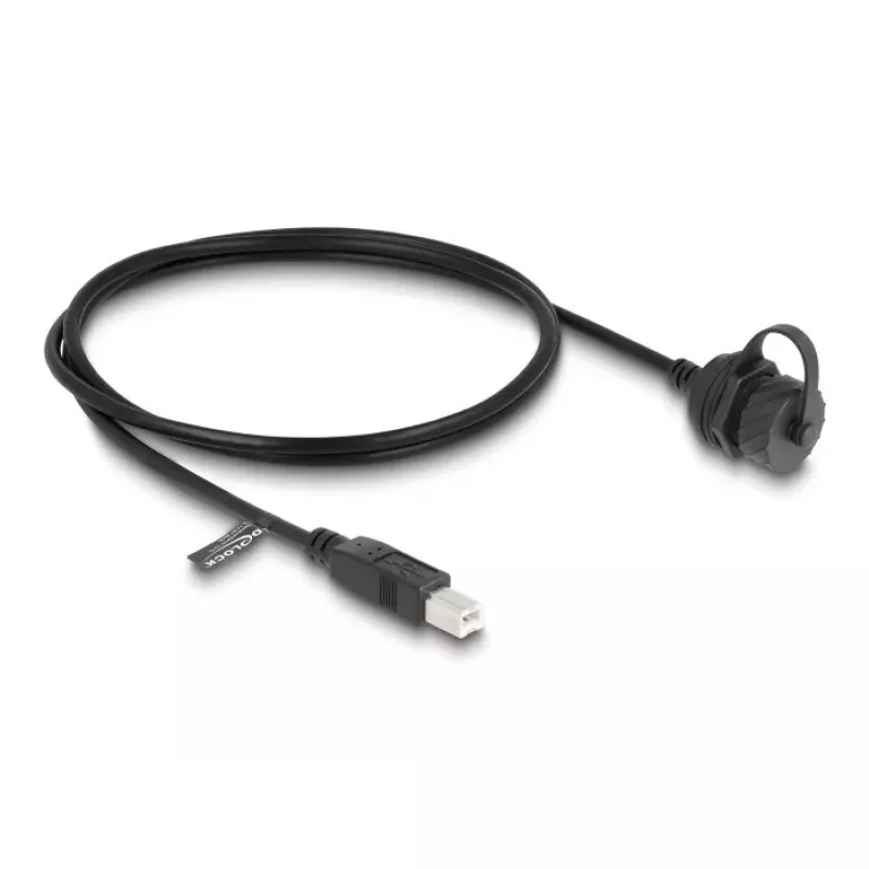 DeLOCK USB 2.0 laidas, B tipo kištukas į B tipo lizdą, 1 m, IP68 atsparus vandeniui, juodas
