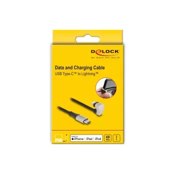 Duomenų ir įkrovimo laidas DeLOCK USB Type-C į Lightning 180° kampuotas 2m MFi