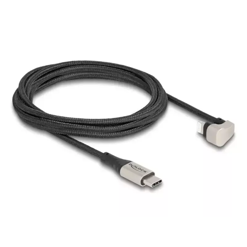 Duomenų ir įkrovimo laidas DeLOCK USB Type-C į Lightning 180° kampuotas 2m MFi