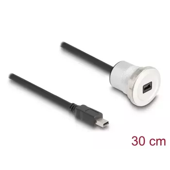 USB laidas DeLOCK 88186 0,3 m Mini-USB B juoda ir sidabrinė