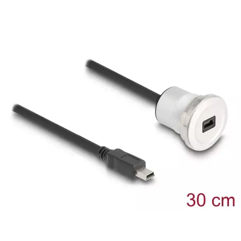 USB laidas DeLOCK 88186 0,3 m Mini-USB B juoda ir sidabrinė
