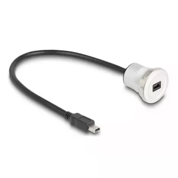USB laidas DeLOCK 88186 0,3 m Mini-USB B juoda ir sidabrinė