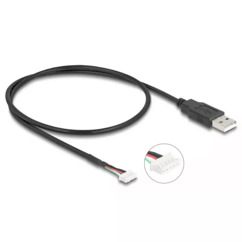 DeLOCK USB laidas USB 2.0 0,6 m USB A 5 kontaktų gnybtų blokas juodas