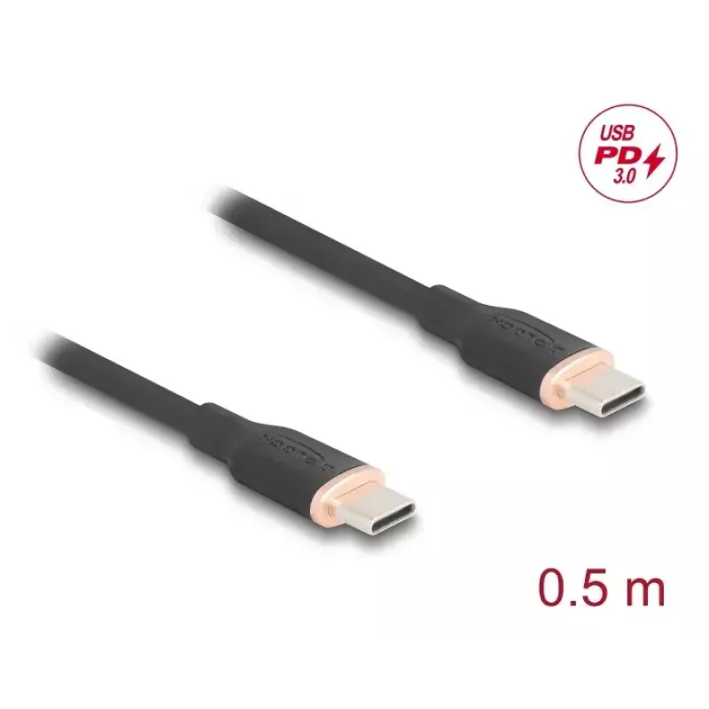 DeLOCK USB laidas USB 2.0 0.5m USB C juodas 81237