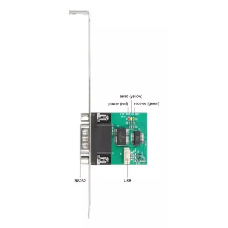DELOCK 90582 USB 2.0 į RS-232 nuoseklųjį keitiklį / kartotuvą / izoliatorių, FTDI FT231XS, žalias nerūdijantis plienas
