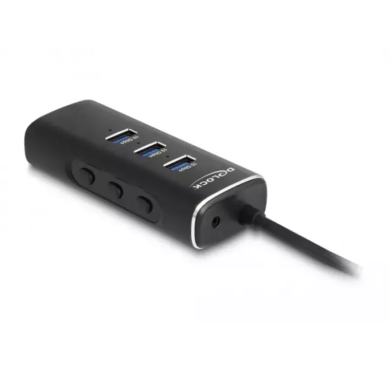 DeLOCK 3 prievadų USB šakotuvas 10 Gbps su SD Micro SD skaitytuvu Type-C 60 cm laidas
