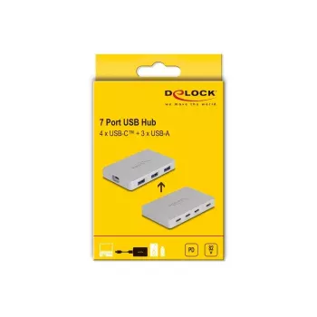 DeLOCK 7 prievadų USB šakotuvas 4 x USB Type-C 3 x USB Type-A PD 82W