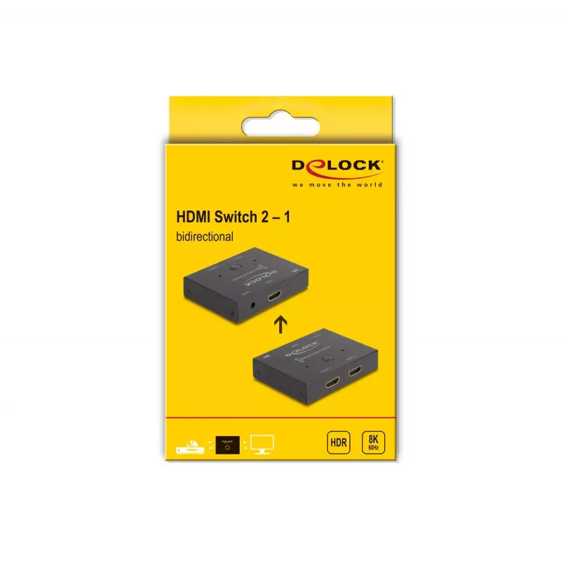 DeLOCK HDMI 2 - 1 jungiklis, dvipusis, 8K 60 Hz, metalinis, juodas