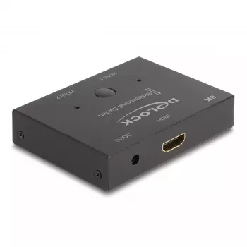 DeLOCK HDMI 2 - 1 jungiklis, dvipusis, 8K 60 Hz, metalinis, juodas