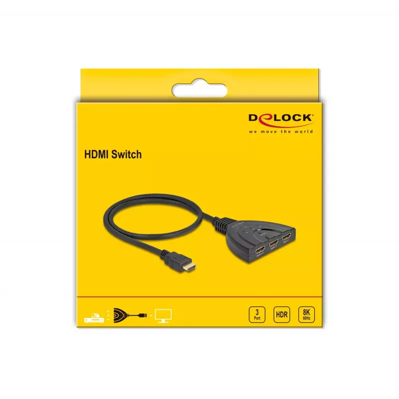DeLOCK HDMI jungiklis 3 x HDMI įvadas į 1 x HDMI išvadą 8K 60 Hz