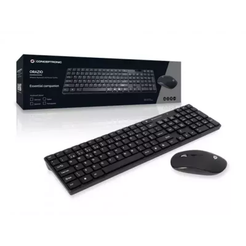 Conceptronic Orazio klaviatūra ir pelė Namams RF Belaidė QWERTY Portugalų kalba Juoda