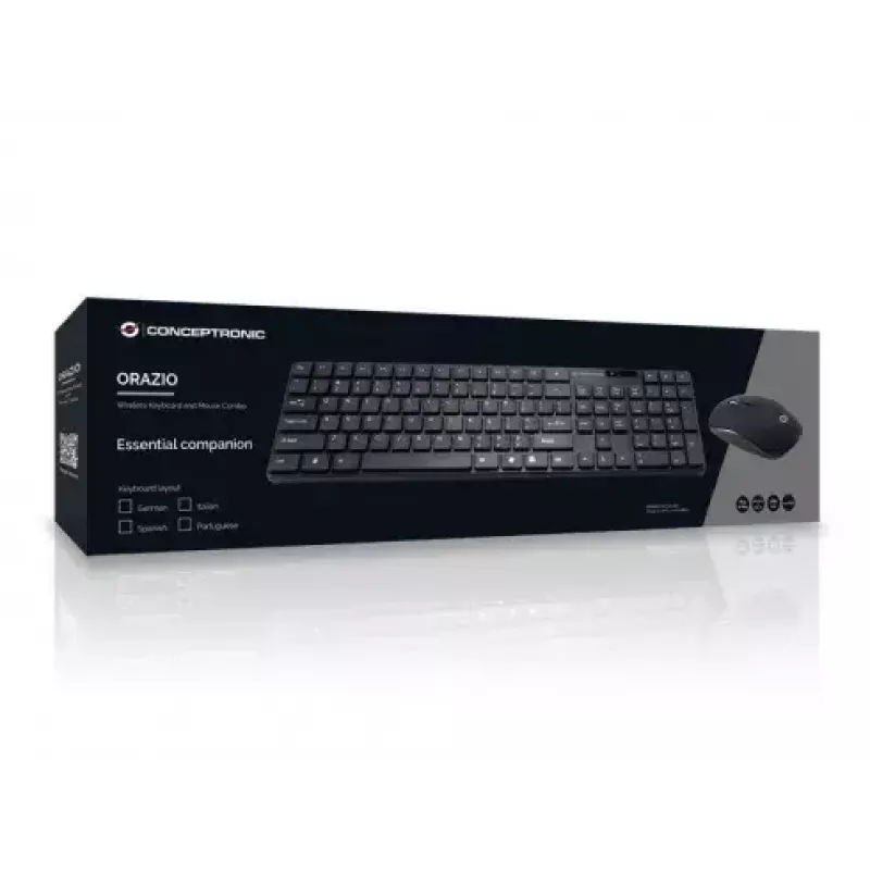 Conceptronic Orazio klaviatūra ir pelė Namams RF Belaidė QWERTY Portugalų kalba Juoda