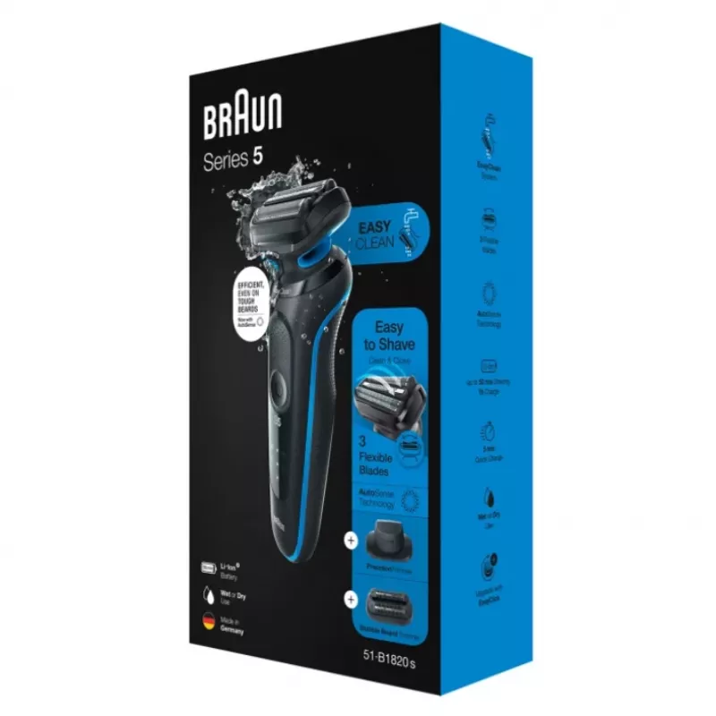 Braun Series 5 51-B1820s folijos skutimosi peiliukas juodas, mėlynas