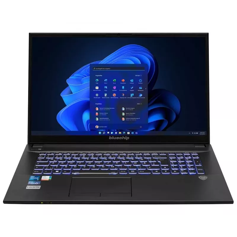 bluechip TRAVELline B17W27 Intel® Core™ i5-1335U Procesorius / iki 4,60 GHz, Windows 11 Pro, 17,3 colio nematiniu paviršiumi IPS skydelis, 1920 x 1080, 16 GB DDR4, 500 GB NVMe SSD, WLAN 802.11 ax, Bluetooth 5.3, Gigabit Ethernet, Intel® Iris® Xe Grafika, DVD±RW, Karinis standartas MIL-STD 810G