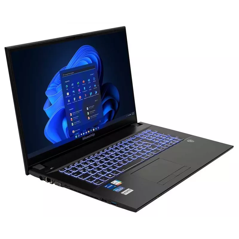 bluechip TRAVELline B17W27 Intel® Core™ i5-1335U Procesorius / iki 4,60 GHz, Windows 11 Pro, 17,3 colio nematiniu paviršiumi IPS skydelis, 1920 x 1080, 16 GB DDR4, 500 GB NVMe SSD, WLAN 802.11 ax, Bluetooth 5.3, Gigabit Ethernet, Intel® Iris® Xe Grafika, DVD±RW, Karinis standartas MIL-STD 810G