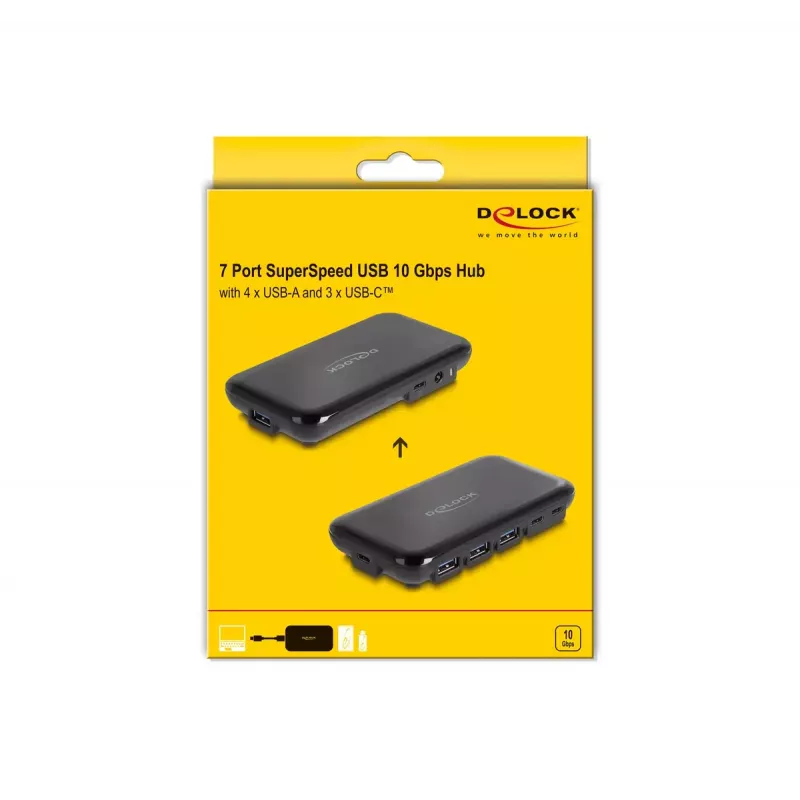 DeLOCK 64209 USB 3.2 Gen 2 Type-C šakotuvas 10000 Mbit/s Juoda