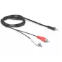 Garso kabelis DeLOCK 84277 10 m 3,5 mm 2 x RCA juodas