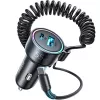 Automobilinis įkroviklis Joyroom JR-CL07 3-in-1 60W su įmontuotu USB-C laidu 1,6 m, juodas