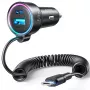 Automobilinis įkroviklis Joyroom JR-CL07 3-in-1 60W su įmontuotu USB-C laidu 1,6 m, juodas