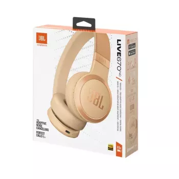 JBL Live 670NC ausinės Belaidės Galvos juostelė Skambučiai / muzika Bluetooth Smėlio spalvos