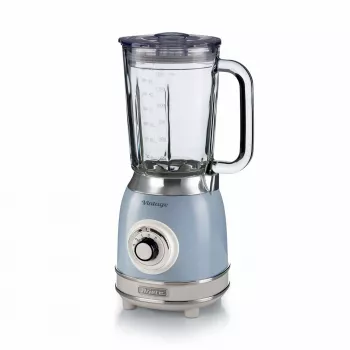 Ariete 583, „Vintage“ trintuvas su 1,5 litro stikline taure, 4 nerūdijančio plieno peiliais, 4 greičiais + impulsiniu režimu, 1000 W, mėlynas
