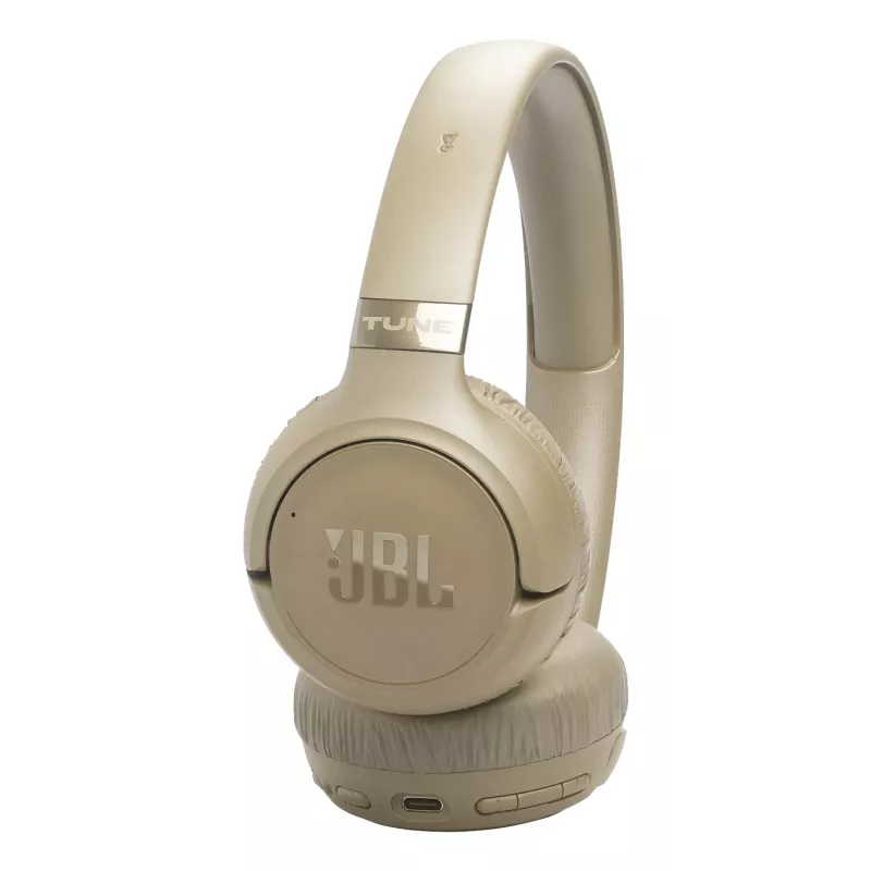 Ausinės JBL Tune 680NC, laidinės ir belaidės (Bluetooth, USB-C), antausinės, galvos juosta, smėlio spalvos, 20–20000 Hz, 161 g