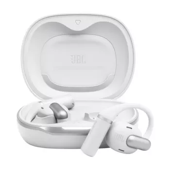Ausinės JBL Sense Pro TWS su ausies kabliuku, skambučiams ir muzikai, 20–40000 Hz, USB-C įkrovimo stovas, balta