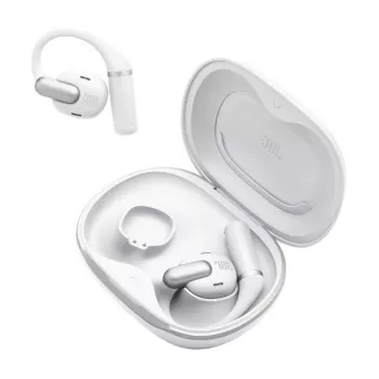 Ausinės JBL Sense Pro TWS su ausies kabliuku, skambučiams ir muzikai, 20–40000 Hz, USB-C įkrovimo stovas, balta