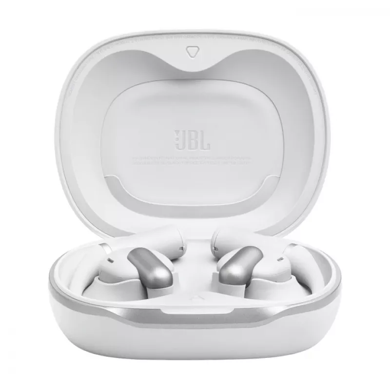 Ausinės JBL Sense Pro TWS su ausies kabliuku, skambučiams ir muzikai, 20–40000 Hz, USB-C įkrovimo stovas, balta