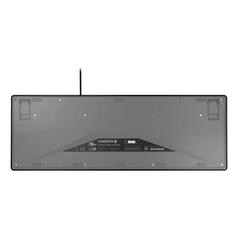 CHERRY STREAM klaviatūra Namams/Biurui USB QWERTY portugalų Juoda Pilka Viso dydžio 115 klavišų