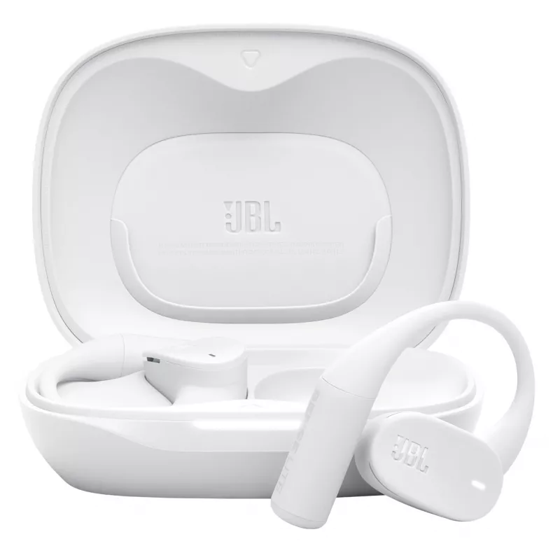 Ausinės JBL Sense Lite — belaidės Bluetooth su ausies kabliuku, intraauralinės, 20–20000 Hz, 83,5 g, baltos