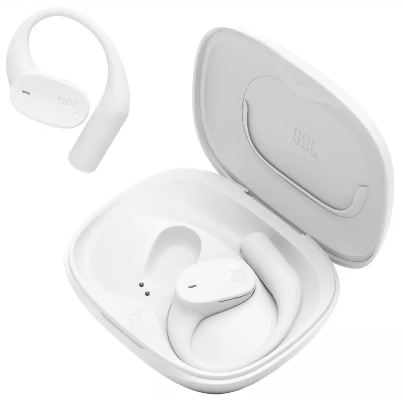 Ausinės JBL Sense Lite — belaidės Bluetooth su ausies kabliuku, intraauralinės, 20–20000 Hz, 83,5 g, baltos