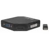Manhattan Mini DisplayPort 1.2 to HDMI, DVI and VGA adapterio laidas (3-in-1), 25 cm, juodas, kištukas–lizdas, pasyvus, HDMI 4K@30Hz, VGA ir DVI 1080p@60Hz, atitinka MDP2VGDVHD, suderinamas su DVD-D, trejų metų garantija, blisteris