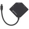Manhattan Mini DisplayPort 1.2 to HDMI, DVI and VGA adapterio laidas (3-in-1), 25 cm, juodas, kištukas–lizdas, pasyvus, HDMI 4K@30Hz, VGA ir DVI 1080p@60Hz, atitinka MDP2VGDVHD, suderinamas su DVD-D, trejų metų garantija, blisteris
