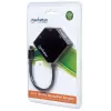 Manhattan Mini DisplayPort 1.2 to HDMI, DVI and VGA adapterio laidas (3-in-1), 25 cm, juodas, kištukas–lizdas, pasyvus, HDMI 4K@30Hz, VGA ir DVI 1080p@60Hz, atitinka MDP2VGDVHD, suderinamas su DVD-D, trejų metų garantija, blisteris