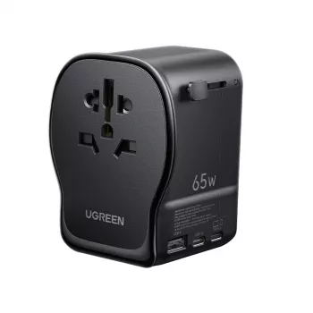 Kintamosios srovės vidaus mobiliojo įrenginio įkroviklis UGREEN 55001 — 2× USB-C, 100–240 V, greitasis įkrovimas, juoda/pilka