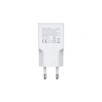 Sieninis įkroviklis EQUIP 1 prievado 20W GaN USB-C PD — 100–240V įvestis, 12V maks. išvestis, balta
