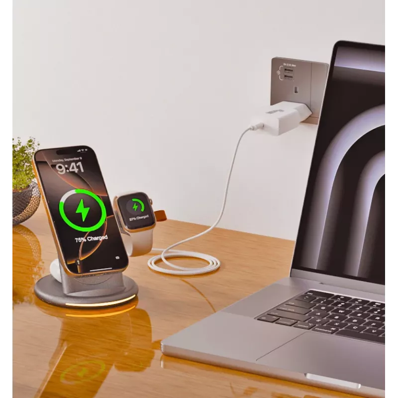 Sieninis įkroviklis EQUIP 1 prievado 20W GaN USB-C PD — 100–240V įvestis, 12V maks. išvestis, balta