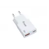 EQUIP 2 prievadų 20 W GaN plonas USB PD įkroviklis — USB-C x1, USB-A x1, įėjimas 100–240 V, maks. išėjimas 12 V, balta