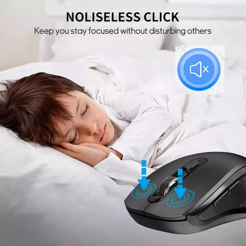 EQUIP abiem rankoms tinkama 6 mygtukų dviejų režimų belaidė pelė, optinė 1600 DPI, RF + Bluetooth, juoda