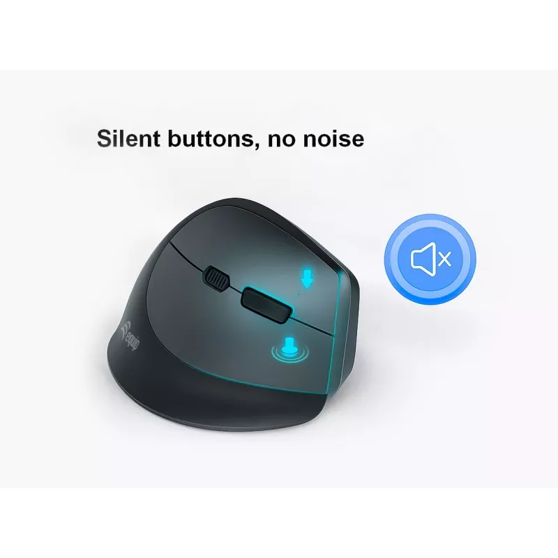 EQUIP ergonomic right-hand vertical wireless pelė 1600 DPI, RF Wireless + Bluetooth, rechargeable, 6 buttons, Juoda