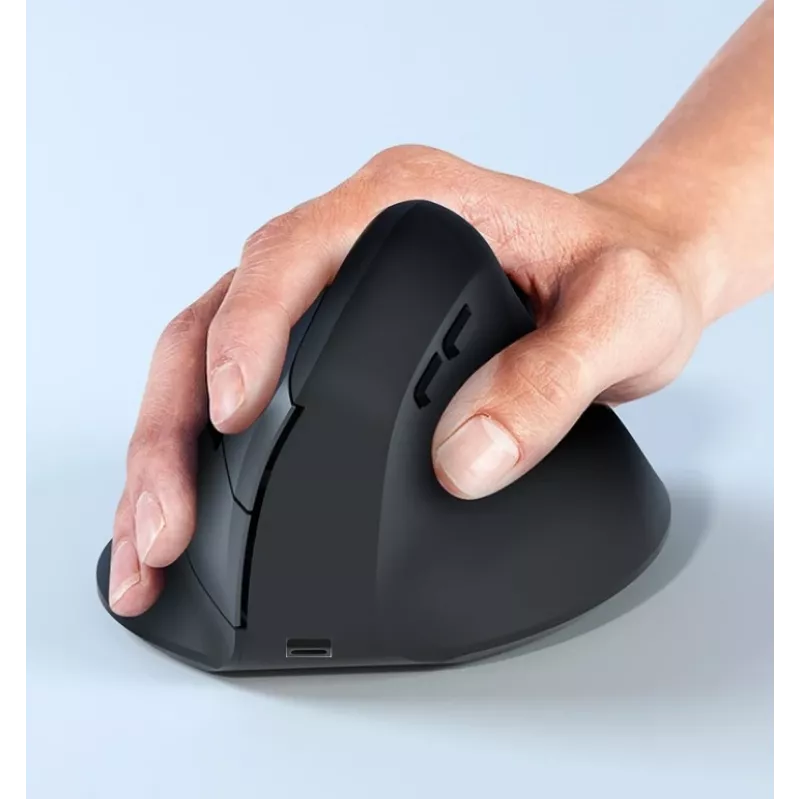 EQUIP ergonomic right-hand vertical wireless pelė 1600 DPI, RF Wireless + Bluetooth, rechargeable, 6 buttons, Juoda
